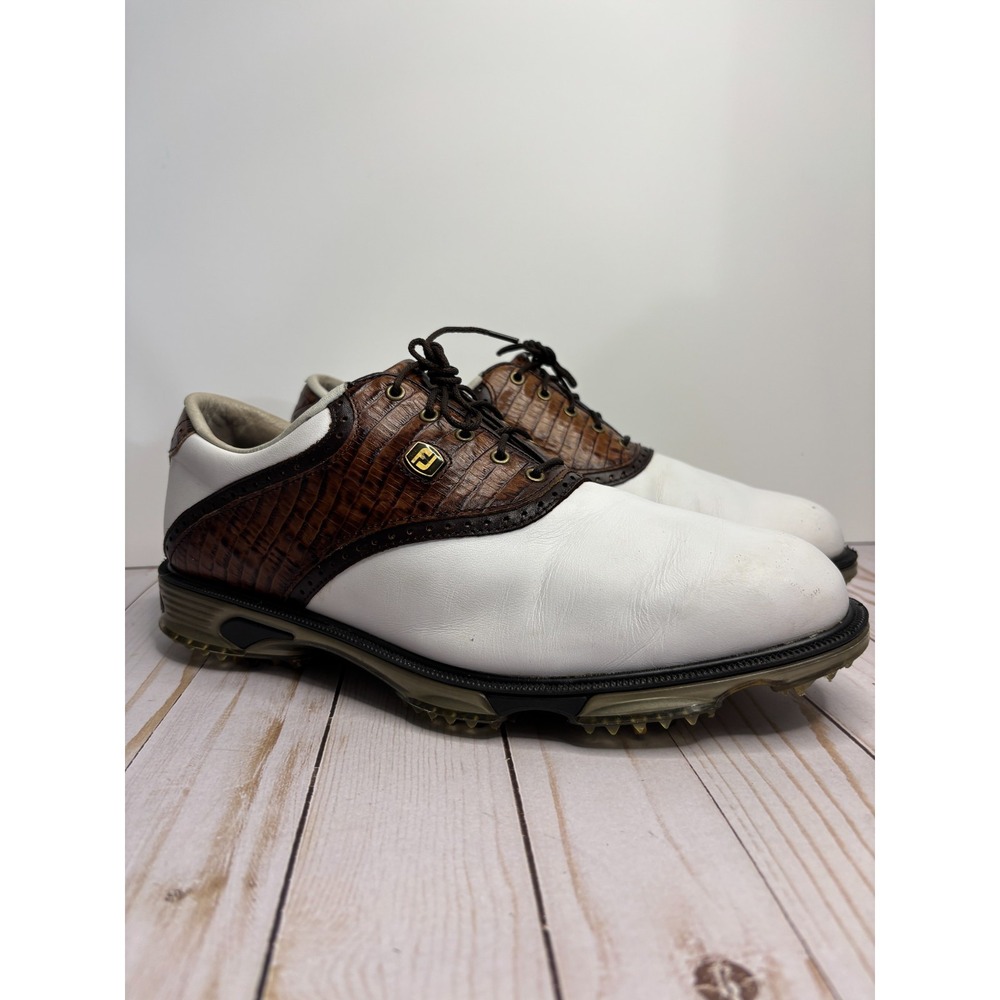FootJoy Dryjoys Tour White W/Alligator Saddle Golf Shoes 53612 Size 11M